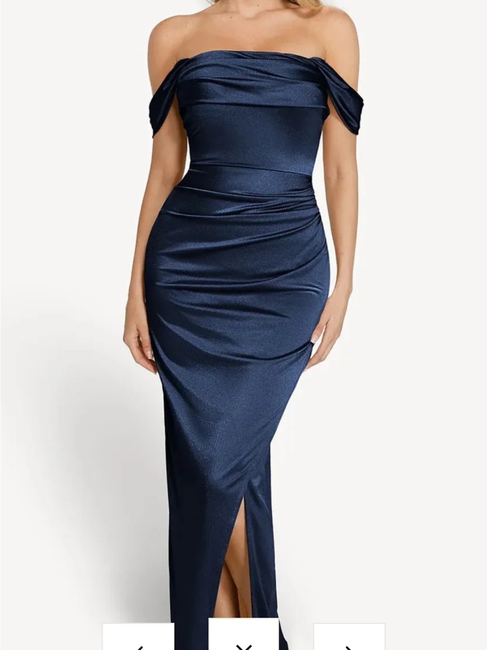 NWT POPILUSH  Shapewear Off Shoulder Shine Ruched Sculpting Maxi Dress S